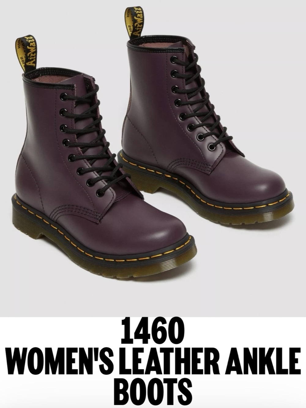 Dr. Martens 1460 Leather Combat Boots Purple US 8 - Picture 12 of 12